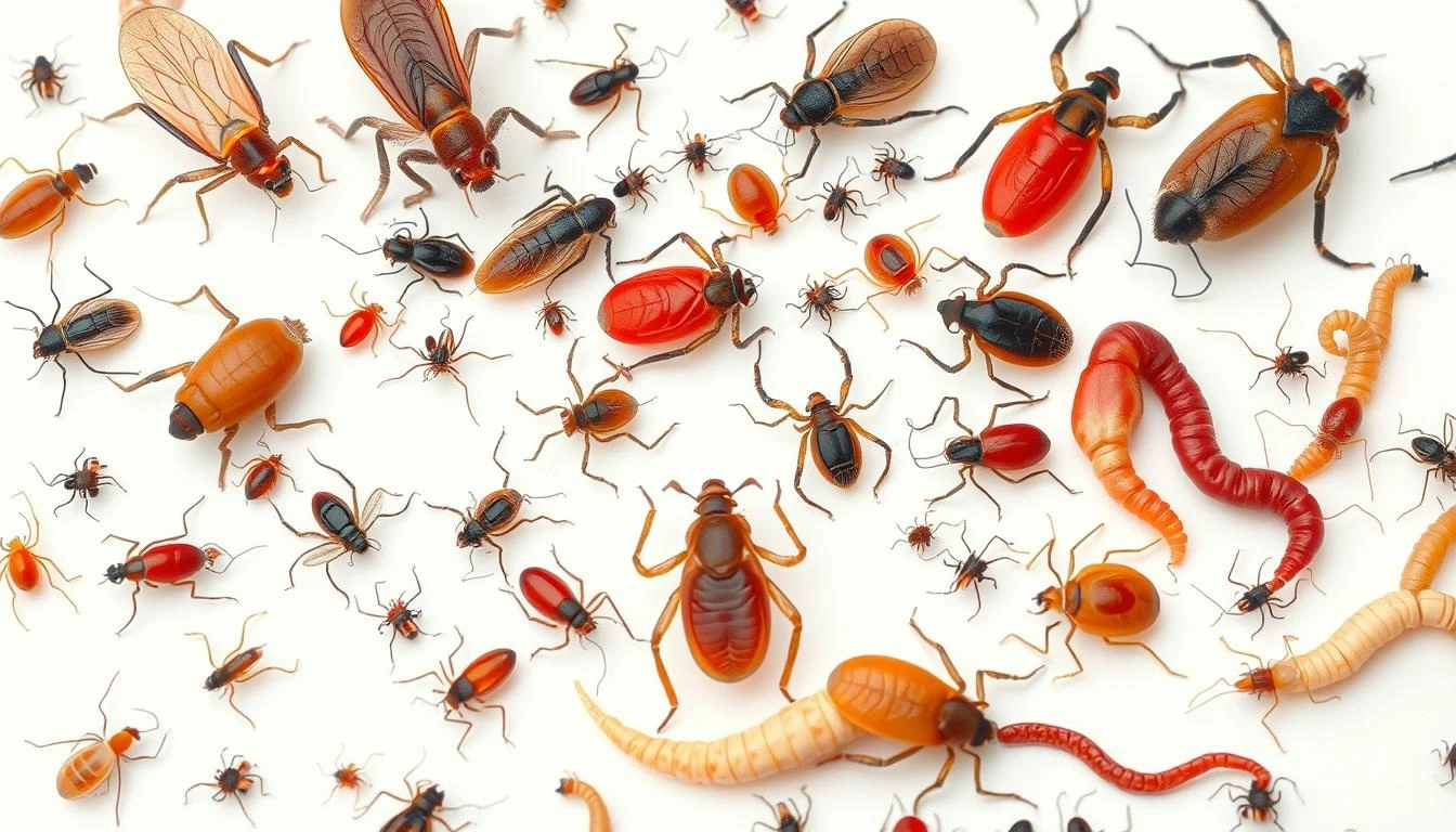 Illustration of hookworms, roundworms, fleas, and ticks affecting pets and kids.